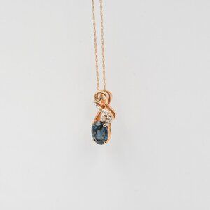 10K Blue Topaz Necklace in Rose Gold